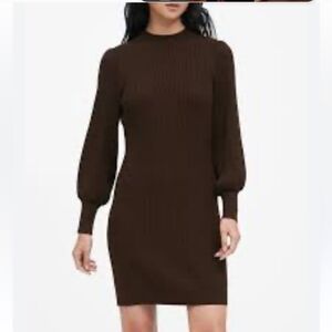 Banana Republic Long Puff Sleeve Ribbed Sweater Dress Size XL